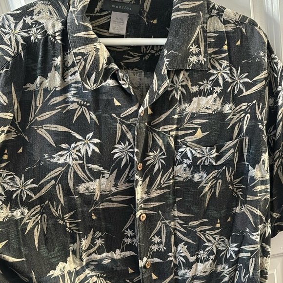 Mantles Men’s Silk Cotton Blend Hawaiian Shirt - Picture 2 of 5